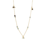 18K Gold Plated Necklace w. Labradorite & Quartz