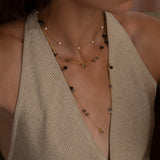 18K Gold Plated Necklace w. Labradorite & Quartz