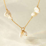 Unicorn 18K Gold Plated Necklace w. Keshi Pearls
