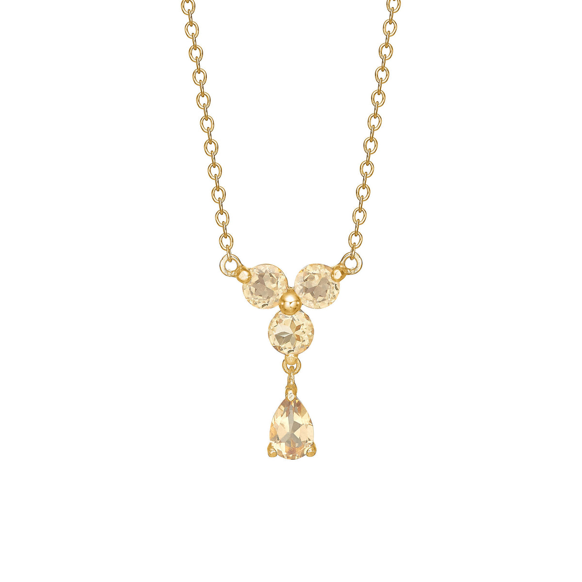 Unicorn 18K Gold Plated Necklace w. round and pear Quartz