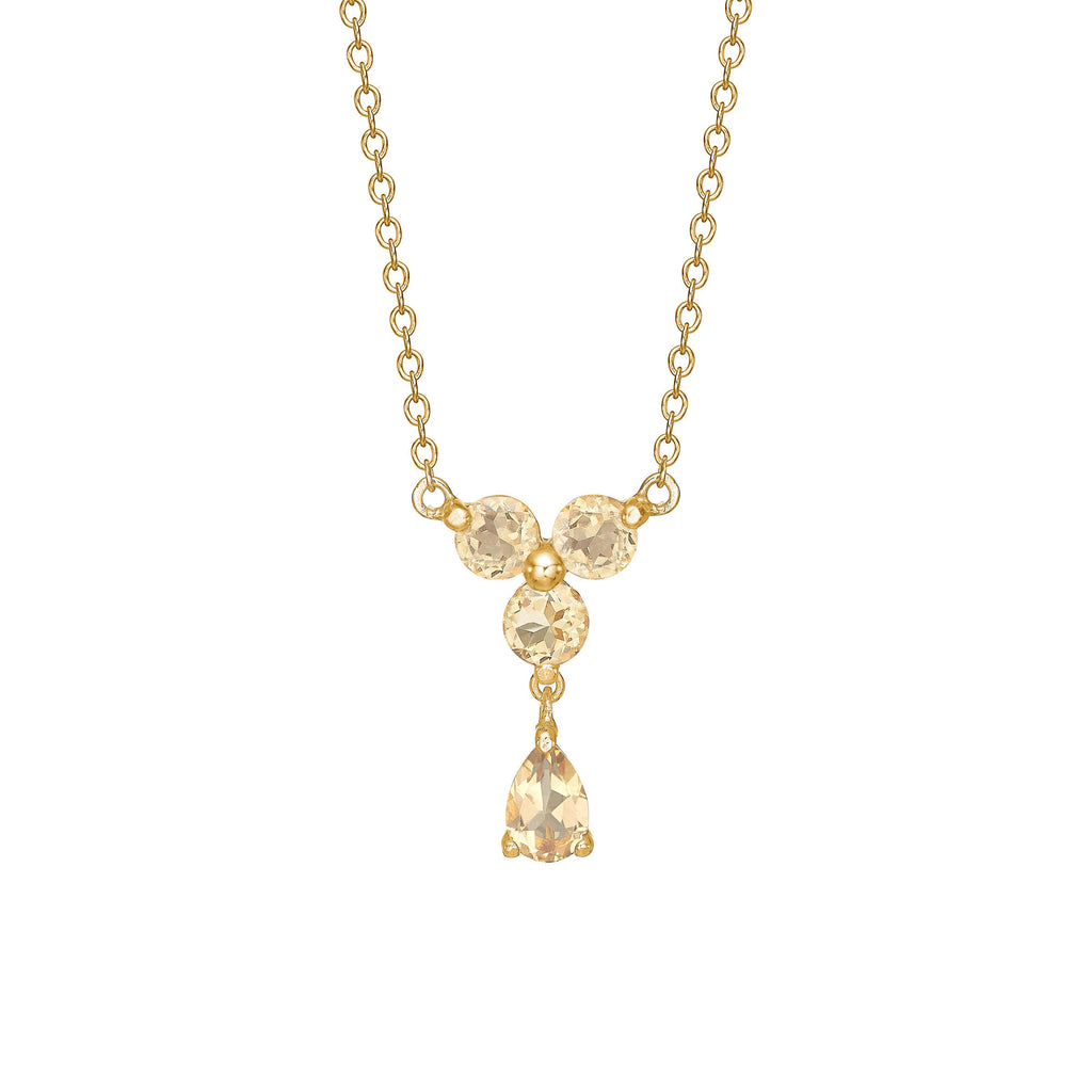 Unicorn 18K Gold Plated Necklace w. round and pear Quartz