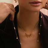 Unicorn 18K Gold Plated Necklace w. Amethyst & pear cut Quartz