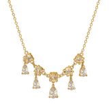 Unicorn 18K Gold Plated Necklace w. round and pear cut Quartz