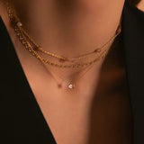 Kæde 18K Forgyldt Halskæde m. Kvarts