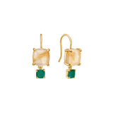 18K Gold Plated Earrings w. Quartz & Agate