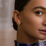 Olalla 18K Gold Plated Hoops w. round & pear shaped Quartz