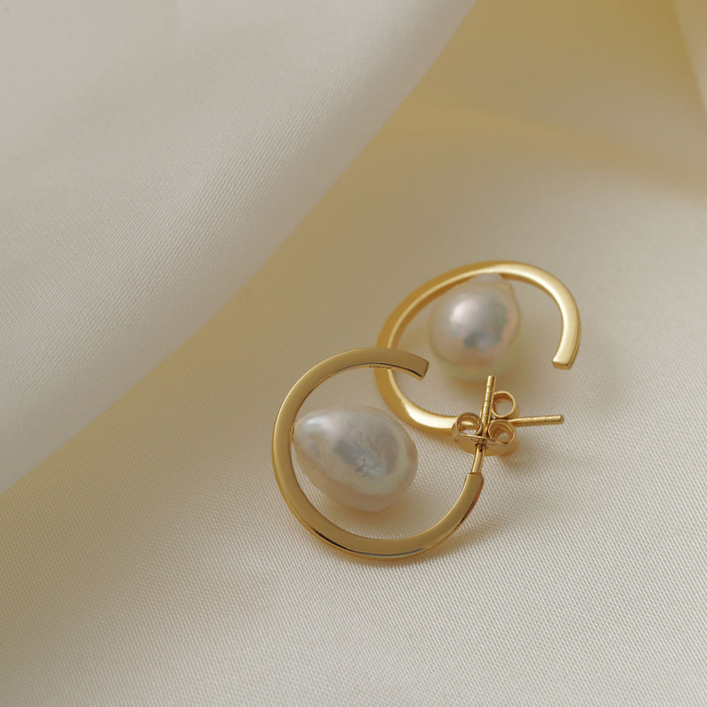 Unicorn Hoops 18K vergoldet I 2cm I Barock-Frischwasser-Perlen