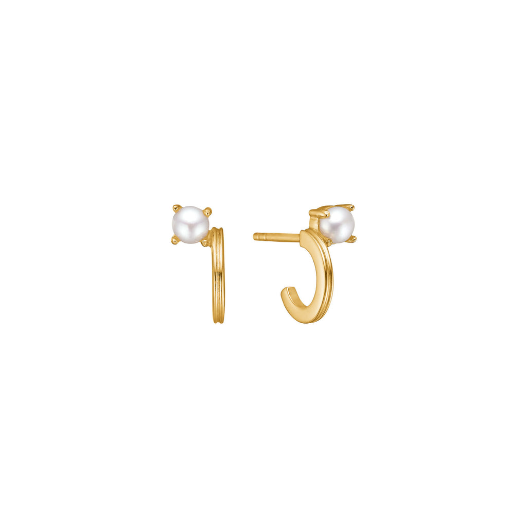 Unicorn 18K Forgyldte Hoops m. Hvid Ferskvands Perler