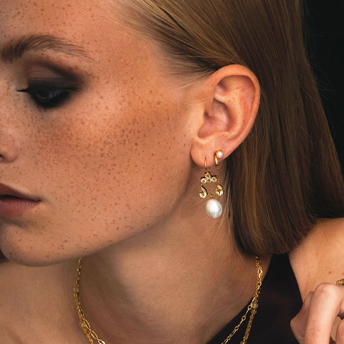 Unicorn Ohrringe vergoldet 18K I Quartz & Barockperlen