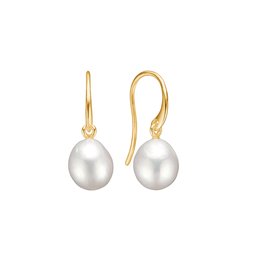 Unicorn 18K Gold Plated Earrings w. Baroque Pearls