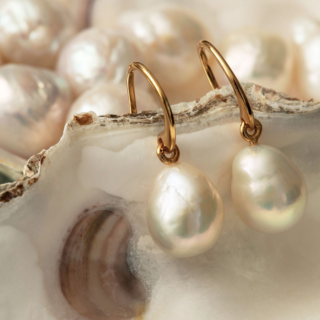 Unicorn 18K Gold Plated Earrings w. Baroque Pearls