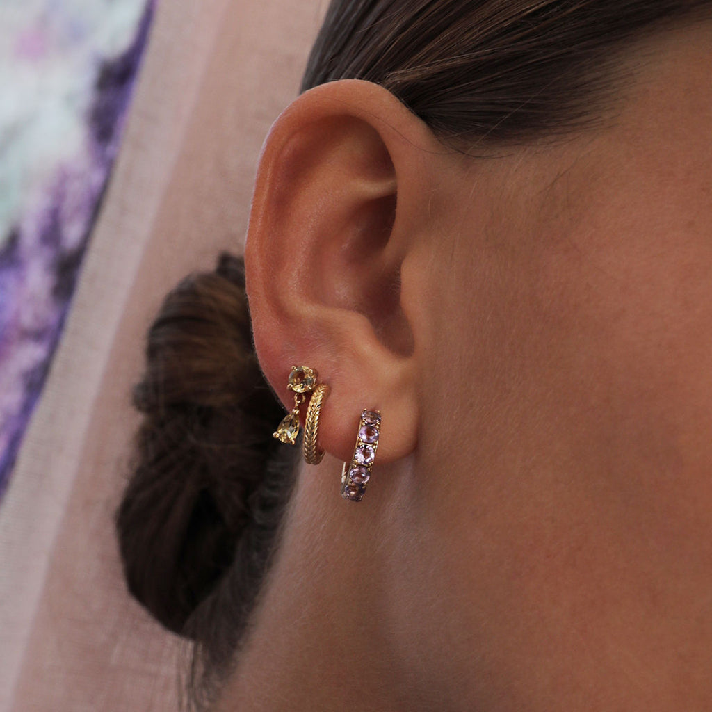 Olalla 18K Gold Plated Hoops w. Quartz