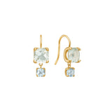 Reef 18K Gold Plated Earrings w. Prasiolite & Topaz
