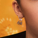 Rose 18K Gold Plated Earrings w. Quartz & Labradorite