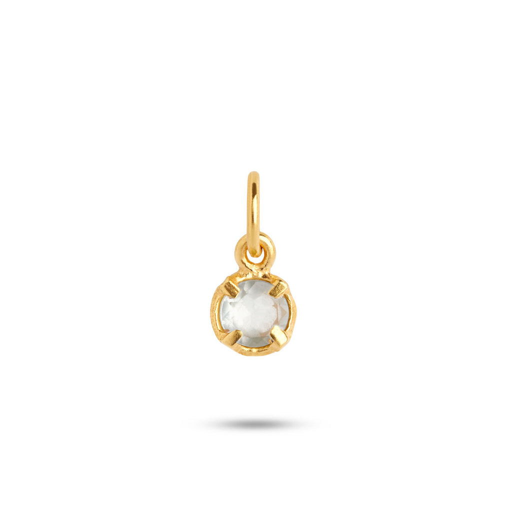 Birthstone March White 18K Gold Plated Pendant w. Aquamarine