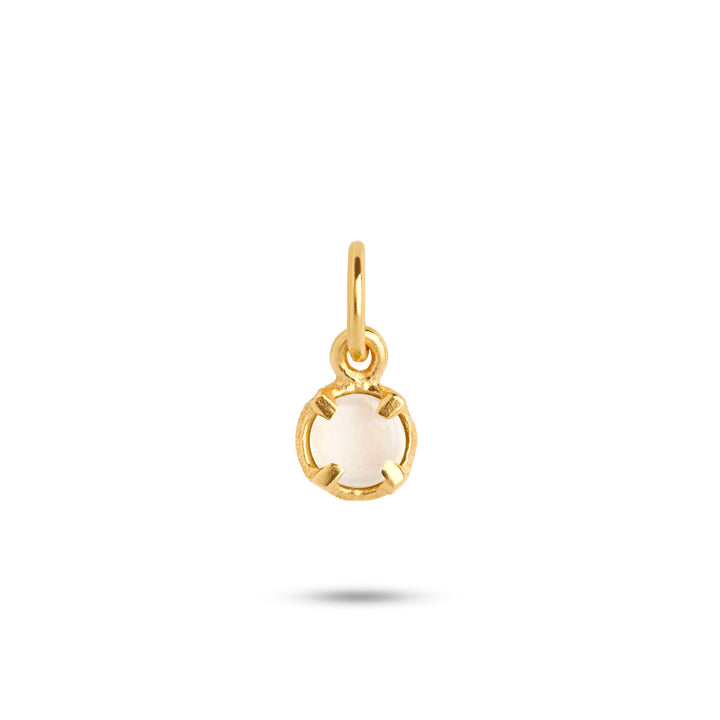 Birthstone June White 18K Gold Plated Pendant w. Moonstone
