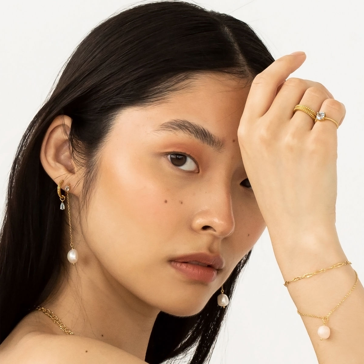 Archive 18K Gold Plated Earring-Pendant w. Morganite