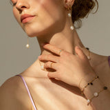 Pearl Jam long 18K Gold Plated Earring-Pendant w. Pearls