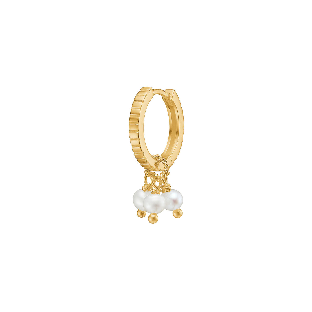 Charm 3 18K Gold Plated Pendant w. Pearls
