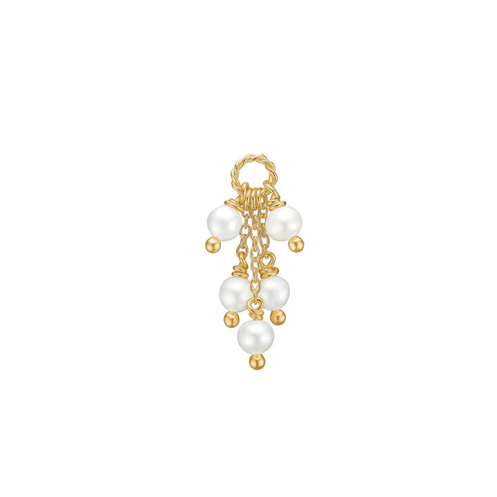 Charm 18K Gold Plated Pendant w. Pearls