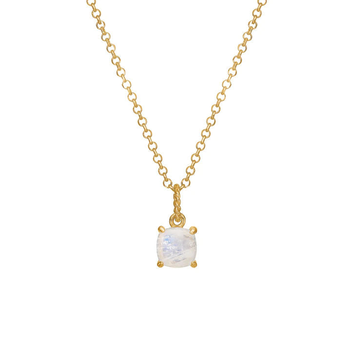 Rainbow 18K Gold Plated Pendant w. Moonstone