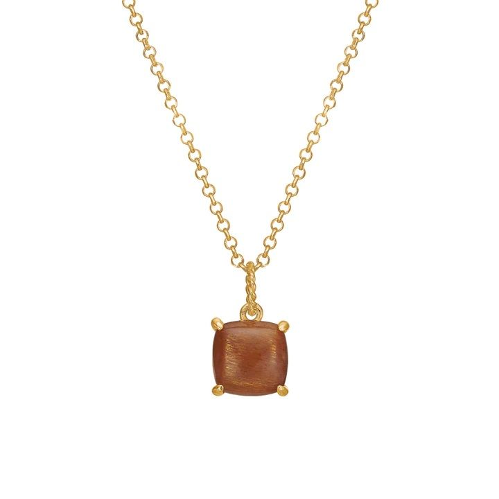 18K Gold Plated Pendant w. Sunstone