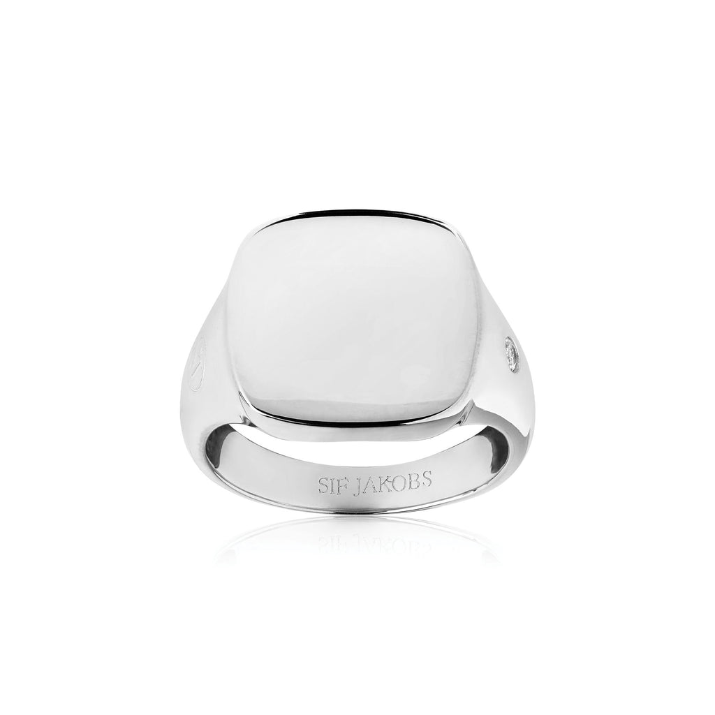 Follina Pianura Quadrato Piccolo Silver Ring w. White Zirconia