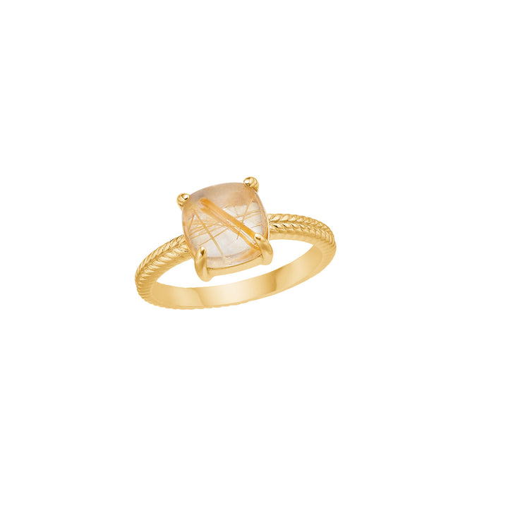 18K Gold Plated Ring w. Rutile Quartz
