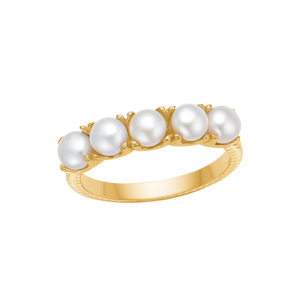 Reef 18K Gold Plated Ring w. White Pearls