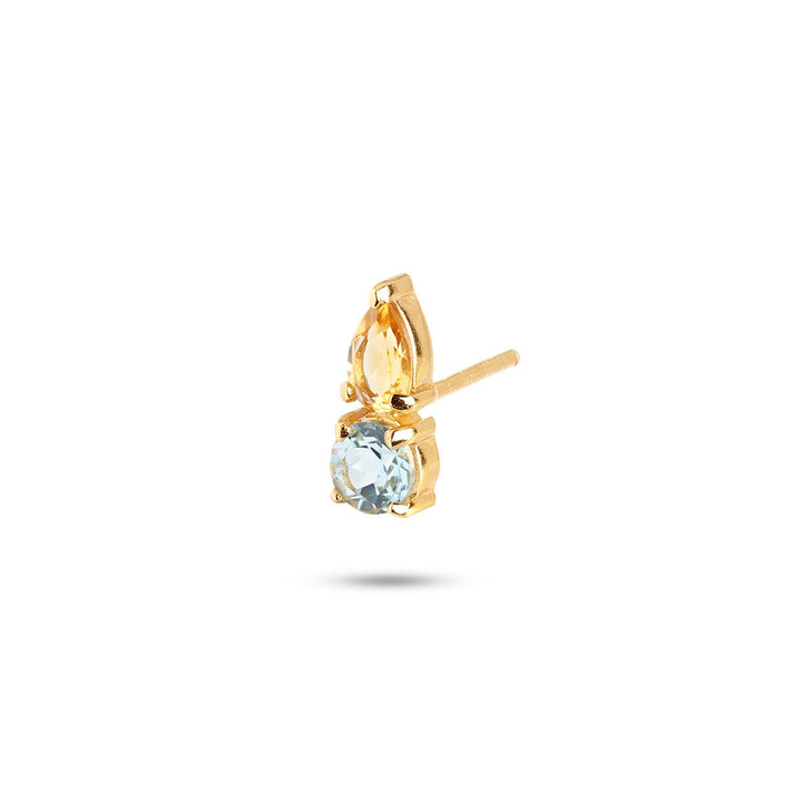 Gem Candy 18K Gold Plated Stud w. Topaz, Citrin