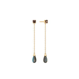 18K Gold Plated Stud w. Labradorite & Quartz