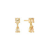 Olalla 18K Gold Plated Hoops w. round & pear shaped Quartz