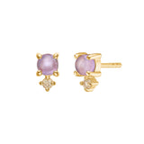 Olalla 18K Gold Plated Studs w. Amethyst & Quartz