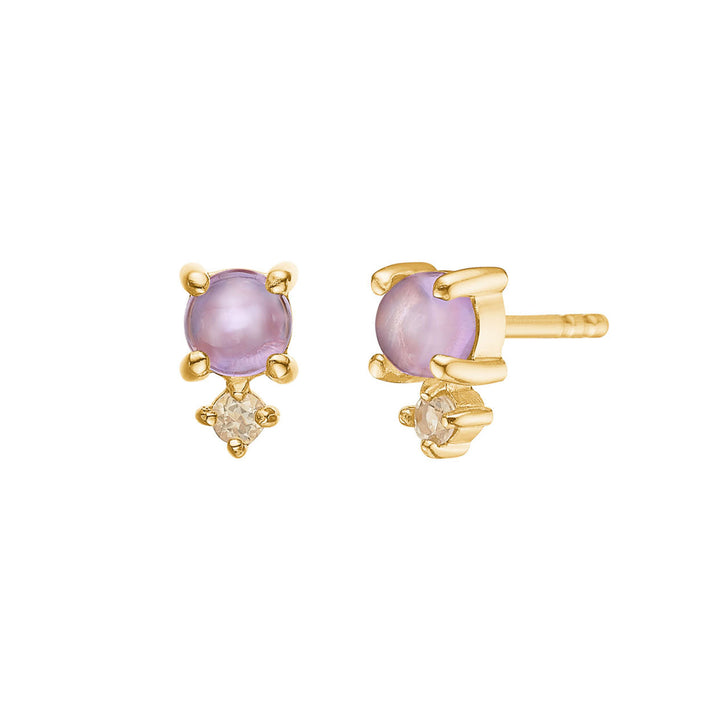 Olalla Ohrstecker goldplattiert 18K I Amethyst & Quartz