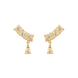 Olalla 18K Gold Plated Studs w. round & pear shaped Quartz