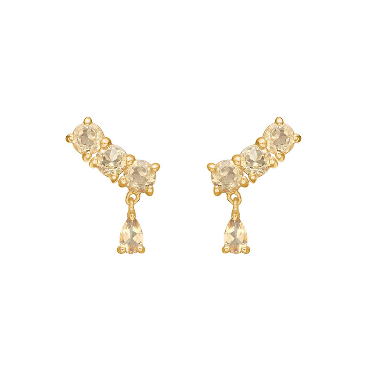 Olalla 18K Forgyldte Studs m. rund & Pæreformet Kvarts