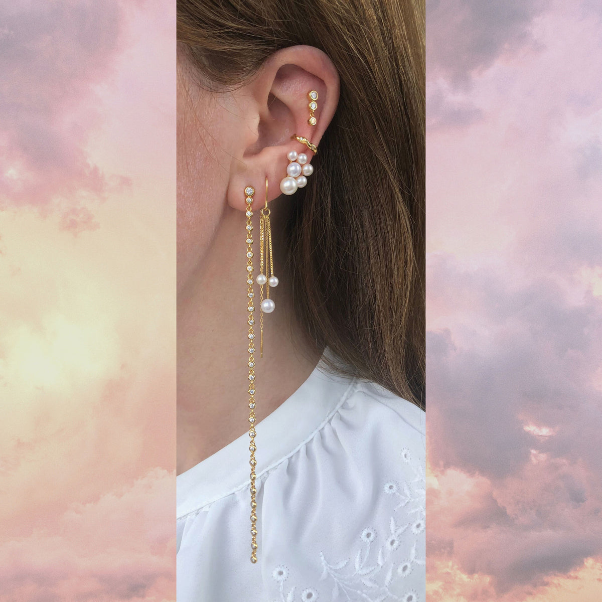 Twist 18K Gold Plated Ear Cuff w. Zirconia
