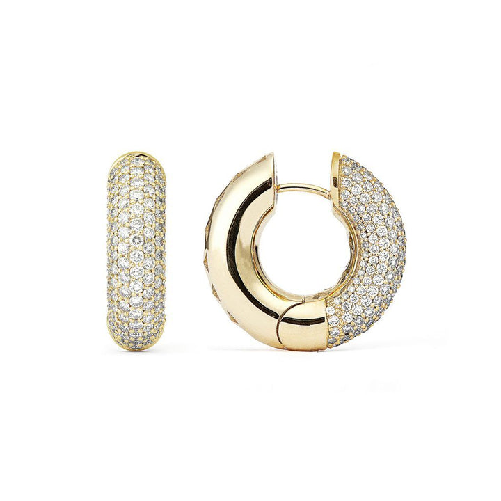 Absolute Big 18K Gold Creoles w. Diamonds