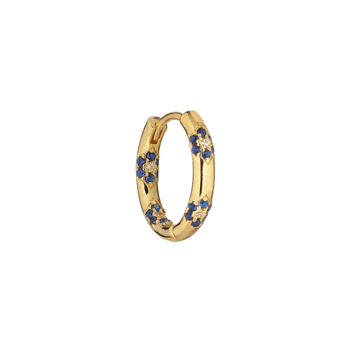 Fauna 18K Gold Plated Huggie w. White & Blue Zirconia