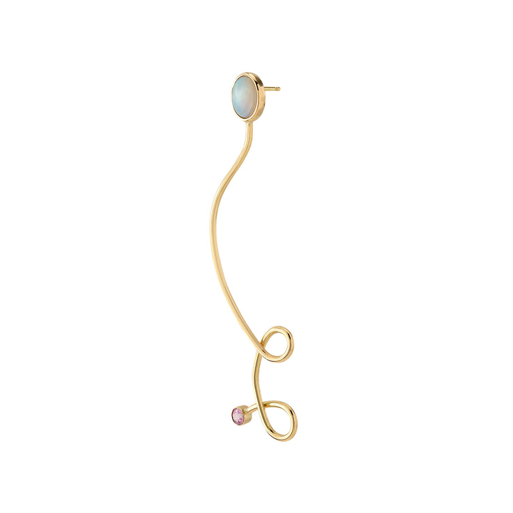 Fil d'or 18K Guld Ørering m. Opal & Safir