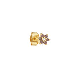 Flora 18K Gold Plated Stud w. White & Black Zirconia