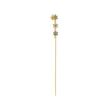 Flower Wand 18K Gold Plated Stud w. Blue, White, Orange & Brown Zirconia