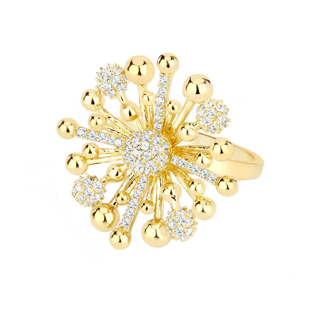 Floret 18K Forgyldt Ring m. Zirkoner