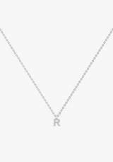 Letter 18K Whitegold Necklace w. Lab-Grown Diamonds