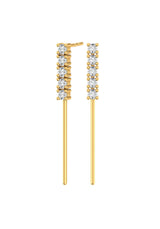 Tennis Drop 18K Gold Earrings w. Lab-Grown Diamonds