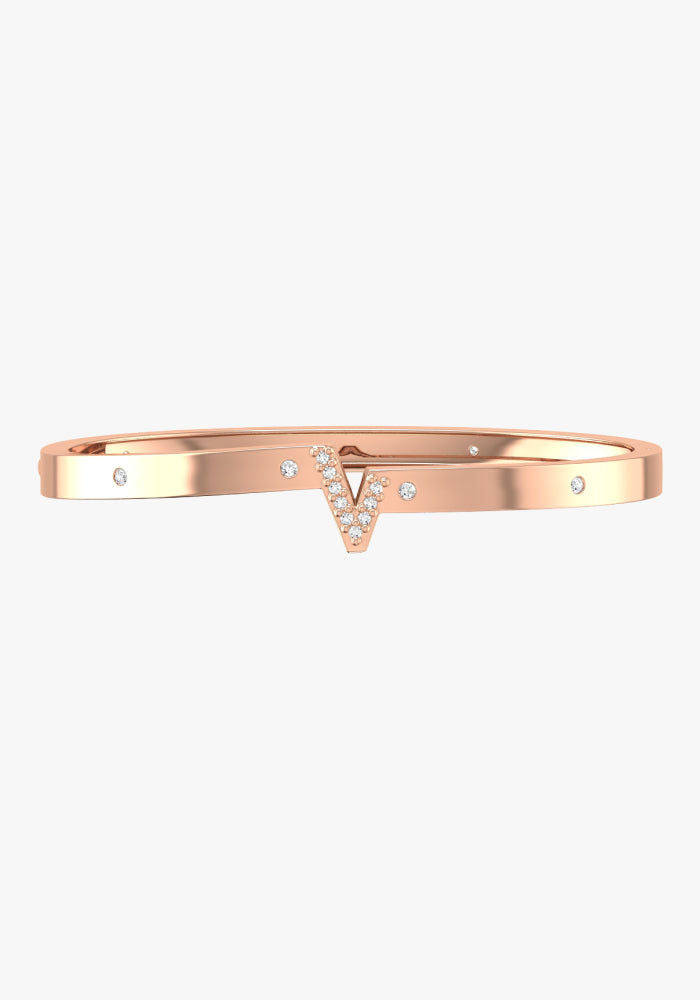 V Pave 18K Rosegold Bracelet w. Lab-Grown Diamonds