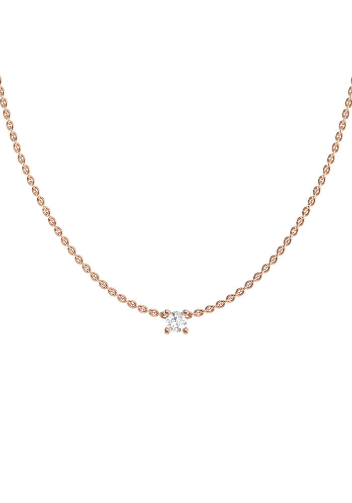 Solitaire 18K Rosaguld Halskæde m. Lab-Grown Diamant