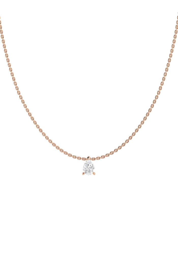 Solitaire Pear 18K Rosaguld Halskæde m. Lab-Grown Diamant