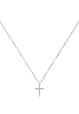 Halskette mit Kreuzanhänger aus 18K Weißgold mit Labor-Diamanten