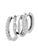 Triple Marquise Line 18K Whitegold Hoops w. Lab-Grown Diamonds